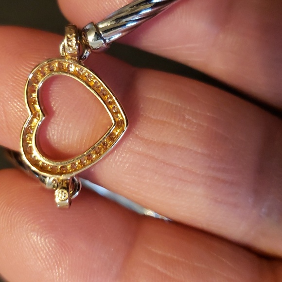 Diamond Gold Heart Bracelet 6 1/2" - Picture 4 of 12